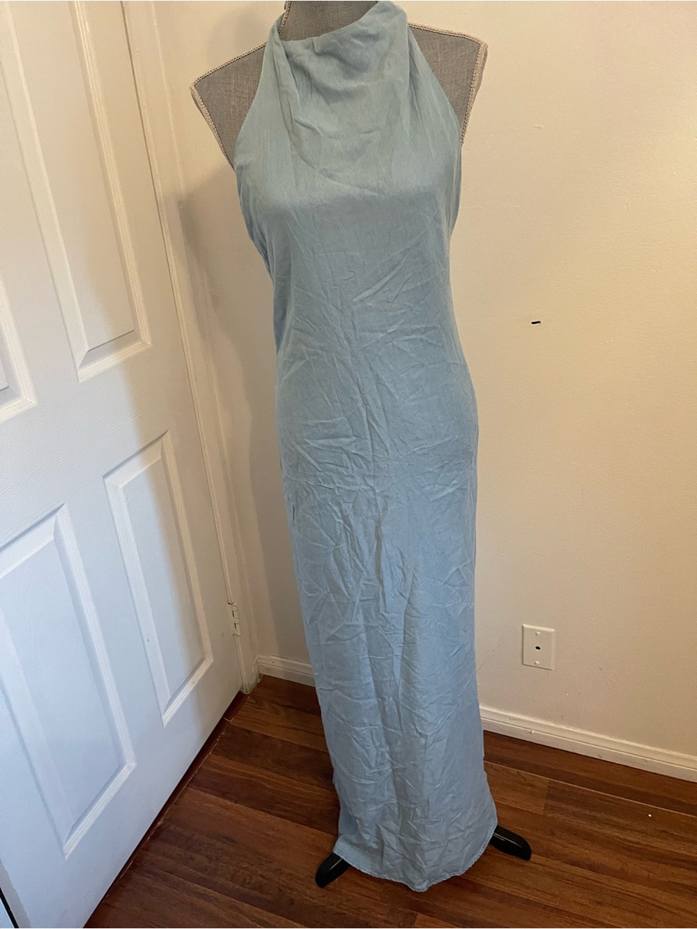 Zara Light Blue Halter Maxi Dress.Size Small